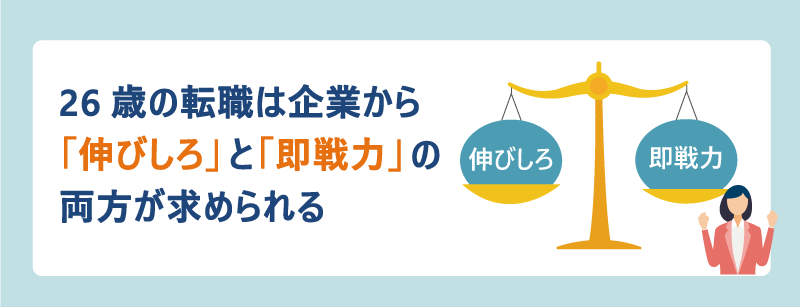 26歳の転職は企業から「ポテンシャル」と「即戦力」の両方が求められる!