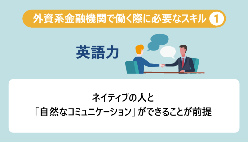 外資系金融機関で働く際に必要なスキル①英語力：ネイティブの人と「自然なコミュニケーション」ができることが前提