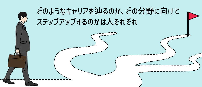 どのようなキャリアを辿るのか、どの分野に向けてステップアップするのかは人それぞれ