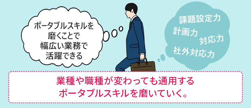 業種や職種が変わっても通用するポータブルスキルを磨いていく。