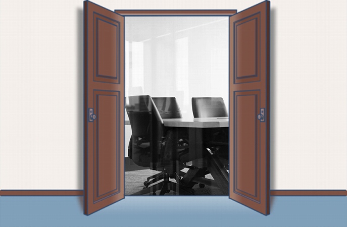 イメージ図：役員の待つ面接室