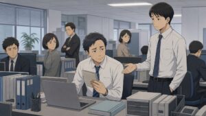 転職後の新しい職場で、既存社員から白けた視線を受ける40代男性