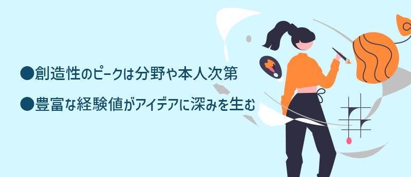 ● 創造性のピークは分野や本人次第 ● 豊富な経験値がアイデアに深みを生む