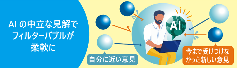 AIの中立な見解でフィルターバブルが柔軟に｜自分に近い意見｜今まで受け付けなかった新しい意見