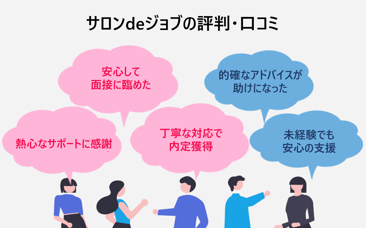 サロンdeジョブの評判・口コミ：安心して面接に臨めた、的確なアドバイスが助けになった、熱心なサポートに感謝、丁寧な対応で内定獲得、未経験でも安心の支援
